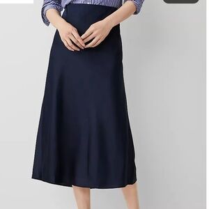 NWT Ann Taylor Blue Midi Slip Skirt